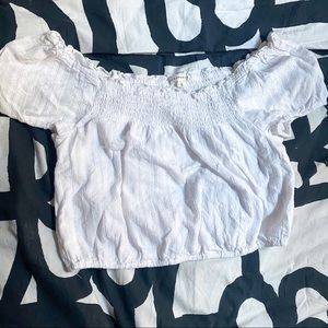 Off the shoulder white crop top